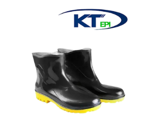 Bota Pvc Cano Curto PR Solado Amarelo com Forro Bracol